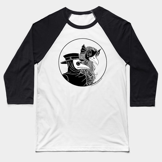 Plague Doctor and Amabie (no background) Baseball T-Shirt by R Honey Pots